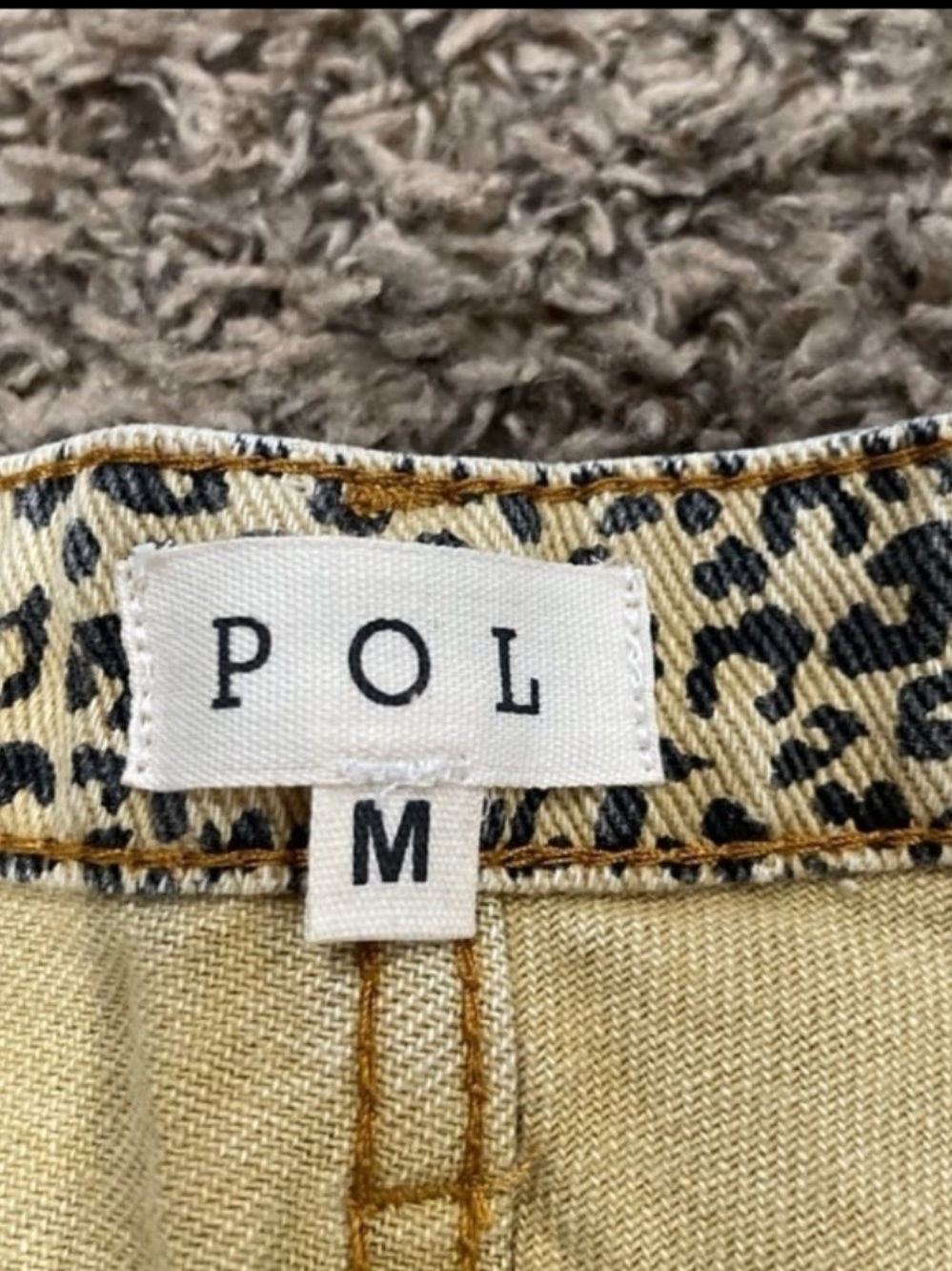 POL Women's Jeans with Leopard Trim in Tan and Black
